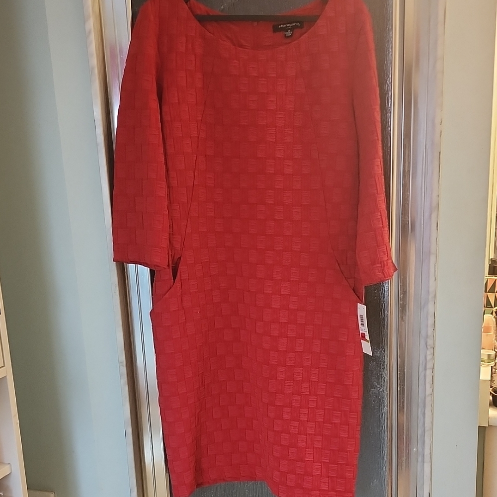 Sharagano Red Long Sleeve Dress